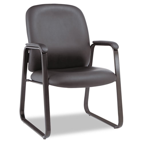 Picture of Alera Genaro Bonded Leather High-Back Guest Chair, 24.60" x 24.80" x 36.61", Black Seat, Black Back, Black Base