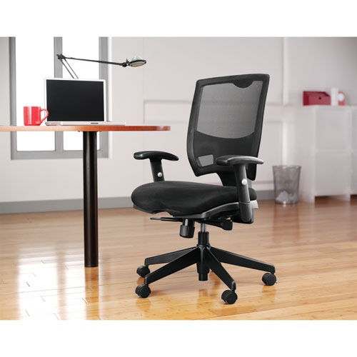 Picture of Alera Epoch Series Fabric Mesh Multifunction Chair, Supports Up to 275 lb, 17.63" to 22.44" Seat Height, Black