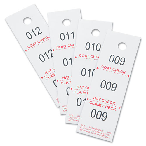 Picture of Three-Part Coat Room Checks, Paper, 1.5 x 5, White, 500/Pack