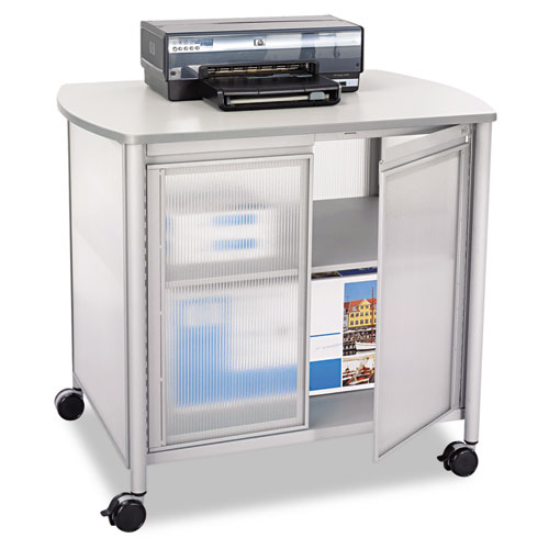 Picture of Impromptu Deluxe Machine Stand with Doors, Engineered Wood, 3 Shelves, 34.75" x 25.5" x 30.75", Gray