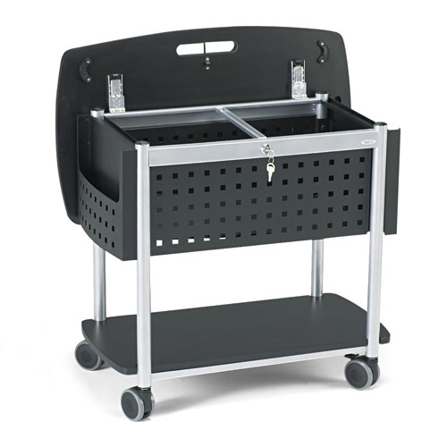 Picture of Scoot Mobile File, Metal, 2 Shelves, 2 Bins, 29.75" x 18.75" x 27", Black/Silver