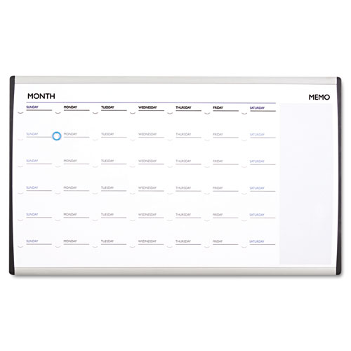 ARC+Frame+Cubicle+Magnetic+Dry+Erase+Calendar%2C+One+Month+Format%2C+30+x+18%2C+White+Surface%2C+Silver+Aluminum+Frame