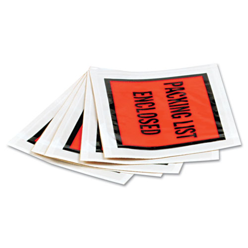 Picture of Self-Adhesive Packing List Envelope, Full-Print Front: Packing List Enclosed, 4.5 x 5.5, Orange/Clear, 1,000/Carton