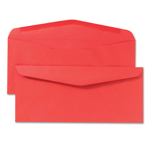 Picture of Colored Envelope, #10, Commercial Flap, Gummed Closure, 4.13 x 9.5, Red, 25/Pack