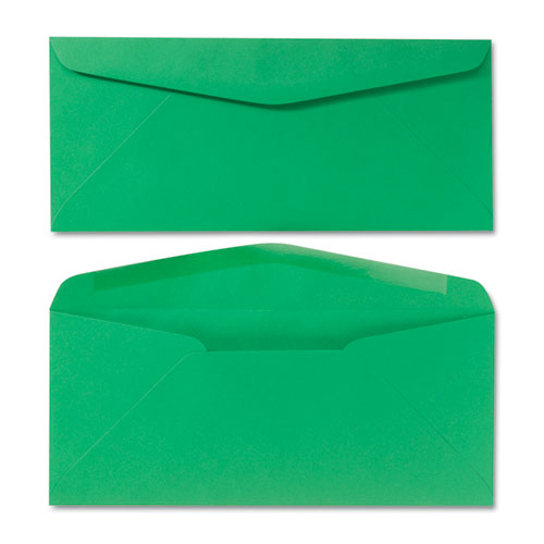 Picture of Colored Envelope, #10, Commercial Flap, Gummed Closure, 4.13 x 9.5, Green, 25/Pack