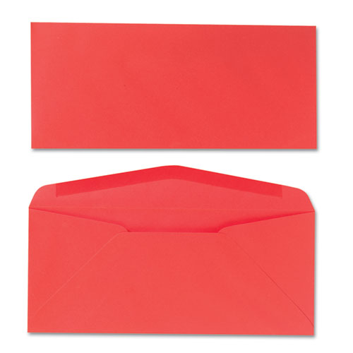 Picture of Colored Envelope, #10, Commercial Flap, Gummed Closure, 4.13 x 9.5, Red, 25/Pack