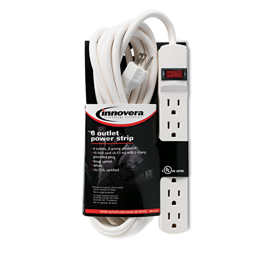 Picture of Power Strip, 6 Outlets, 15 ft Cord, Ivory