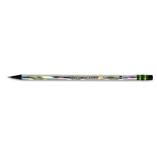 Picture of Noir Holographic Woodcase Pencil, HB (#2), Black Lead, Holographic Silver Barrel, 12/Pack