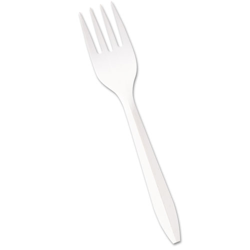 Picture of Mediumweight Polypropylene Cutlery, Fork, White, 1000/Carton