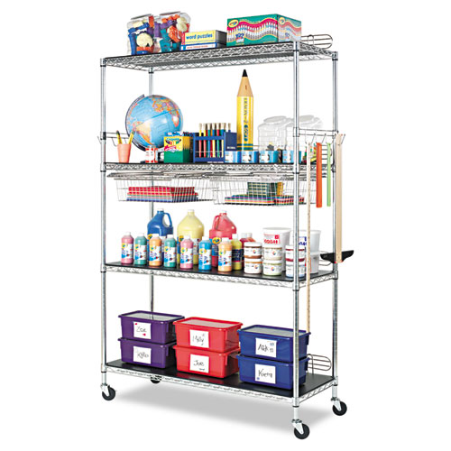 Picture of NSF Certified Industrial Four-Shelf Wire Shelving Kit, 36w x 24d x 72h, Silver