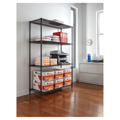 Picture of NSF Certified Industrial Four-Shelf Wire Shelving Kit, 48w x 18d x 72h, Black