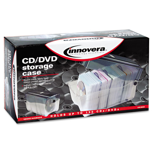 Picture of CD/DVD Storage Case, Holds 150 Discs, Clear/Smoke