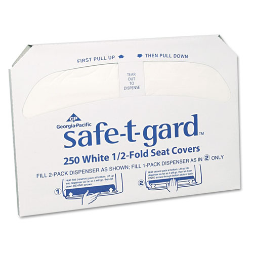 Picture of Safe-T-Gard Half-Fold Toilet Seat Covers, 14.5 x 17, White, 250/Pack, 20 Packs/Carton