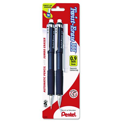 Picture of Twist-Erase III Mechanical Pencil, 0.9 mm, HB (#2), Black Lead, Assorted Barrel Colors, 2/Pack
