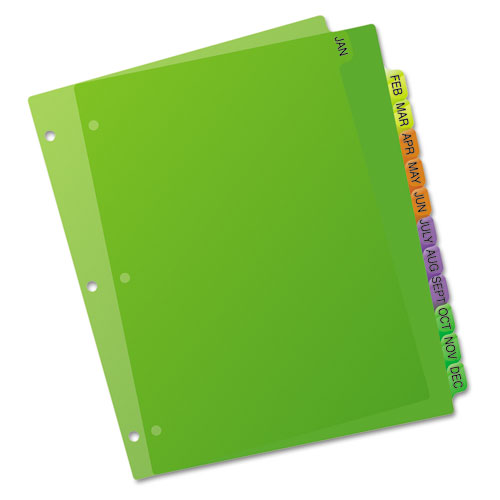 Picture of Durable Preprinted Plastic Tab Dividers, 12-Tab, Jan. to Dec., 11 x 8.5, Assorted, 1 Set