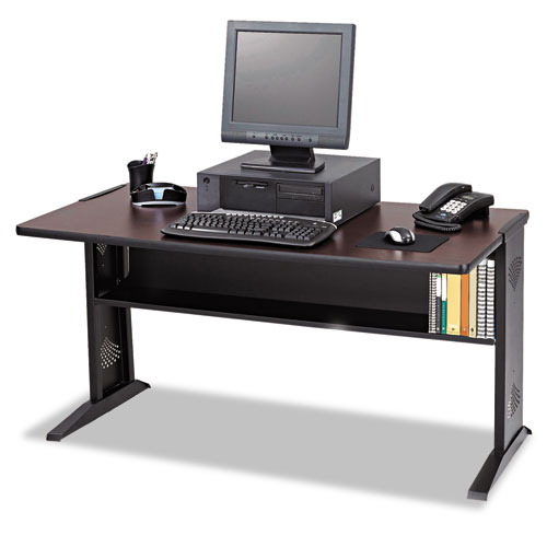 Picture of Computer Desk with Reversible Top, 47.5" x 28" x 30", Mahogany/Medium Oak/Black