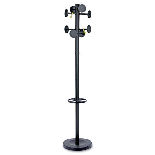Picture of Stan3 Steel Coat Rack, Stand Alone Rack, Eight Knobs, 15w x 15d x 69.3h, Black