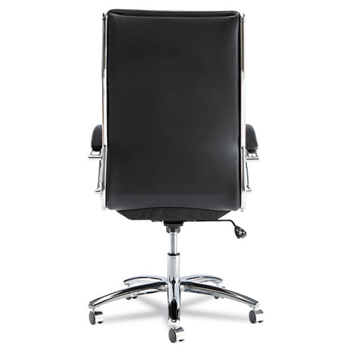 Picture of Alera Neratoli High-Back Slim Profile Chair, Faux Leather, 275 lb Cap, 17.32" to 21.25" Seat Height, Black Seat/Back, Chrome