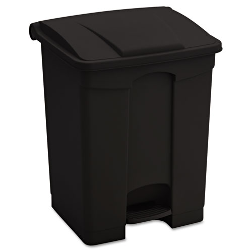 Picture of Large Capacity Plastic Step-On Receptacle, 17 gal, Plastic, Black