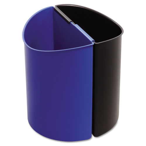 Desk-Side+Recycling+Receptacle%2C+3+gal%2C+Plastic%2C+Black%2FBlue