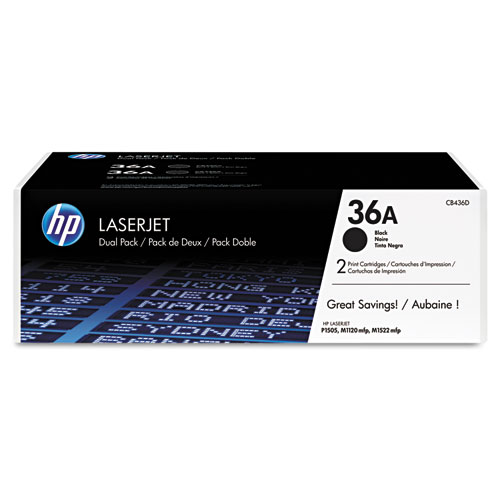 Picture of HP 36A, (CB436D) 2-pack Black Original LaserJet Toner Cartridges