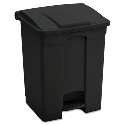 Picture of Large Capacity Plastic Step-On Receptacle, 23 gal, Plastic, Black