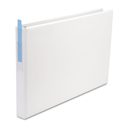 Picture of Ledger-Size Round Ring Binder with Label Holder, 3 Rings, 1" Capacity, 11 x 17, White