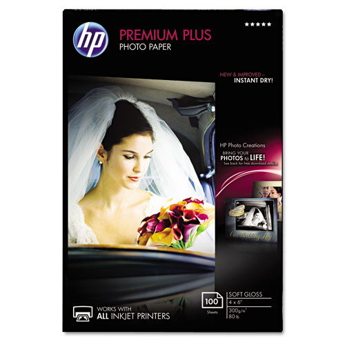 Picture of Premium Plus Photo Paper, 11.5 mil, 4 x 6, Soft-Gloss White, 100/Pack