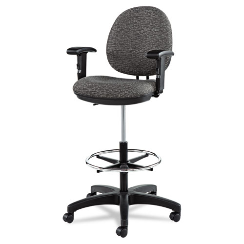 Picture of Alera Interval Series Swivel Task Stool, Supports 275 lb, 23.93" to 34.53" Seat Height, Graphite Gray Seat/Back, Black Base