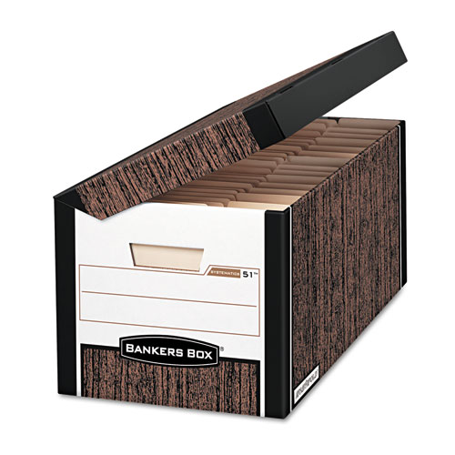 Picture of SYSTEMATIC Medium-Duty Strength Storage Boxes, Letter Files, Woodgrain, 12/Carton