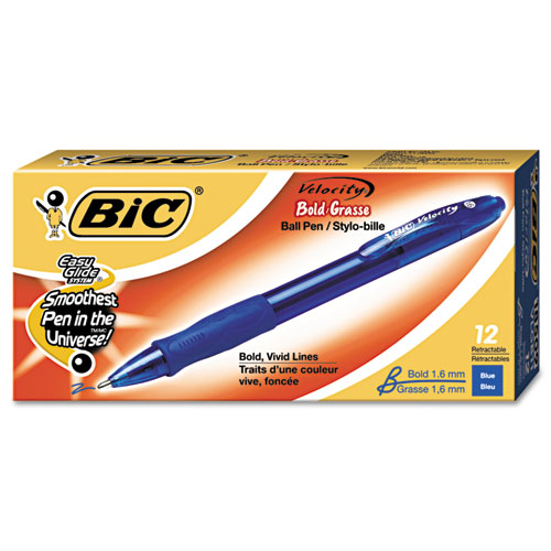 Picture of Velocity Retractable Ballpoint Pen, Blue Ink, 1.6mm, Bold, Dozen