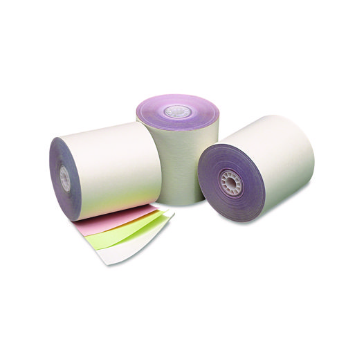 Picture of Impact Printing Carbonless Paper Rolls, 3" x 70 ft, White/Canary/Pink, 50/Carton