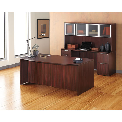 Picture of Alera Valencia Series Bow Front Desk Shell, 71" x 41.38" x 29.63", Mahogany