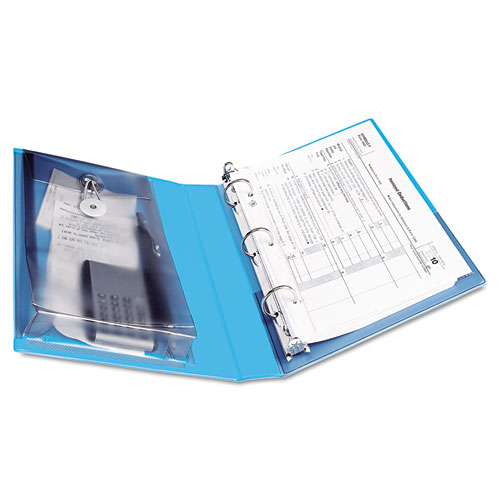 Picture of Mini Size Protect and Store View Binder with Round Rings, 3 Rings, 1" Capacity, 8.5 x 5.5, Blue