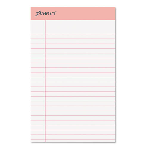 Picture of Pink Writing Pads, Narrow Rule, Pink Headband, 50 White 5 x 8 Sheets, 6/Pack