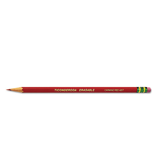 Picture of Erasable Colored Pencils, 2.6 mm, 2B, Carmine Red Lead, Carmine Red Barrel, Dozen