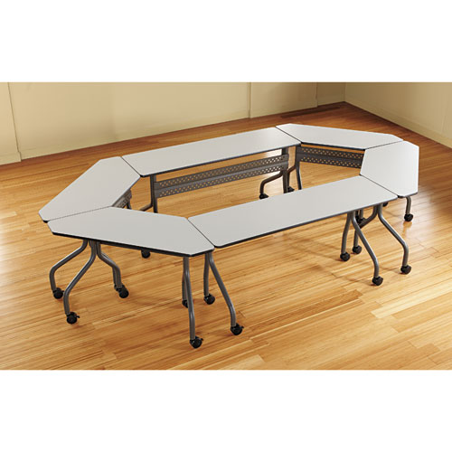 Picture of OfficeWorks Mobile Training Table, Rectangular, 72" x 18" x 29", Gray/Charcoal