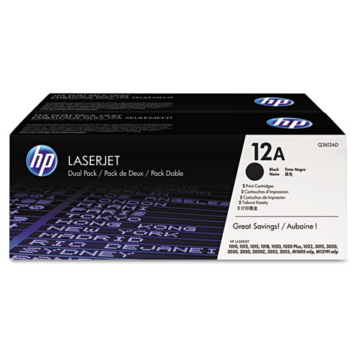 HP+12a%2C+%28q2612d%29+2-Pack+Black+Original+Laserjet+Toner+Cartridges