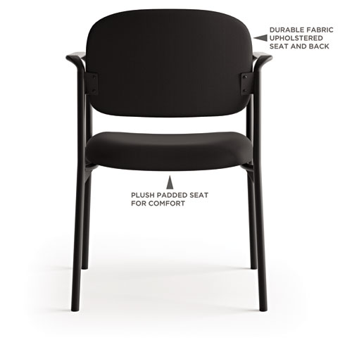 Picture of VL616 Stacking Guest Chair with Arms, Fabric Upholstery, 23.25" x 21" x 32.75", Charcoal Seat, Charcoal Back, Black Base