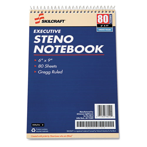 7530002237939+Skilcraft+Executive+Steno+Notepad%2C+Gregg+Rule%2C+80+White+6+X+9+Sheets%2C+12%2Fpack