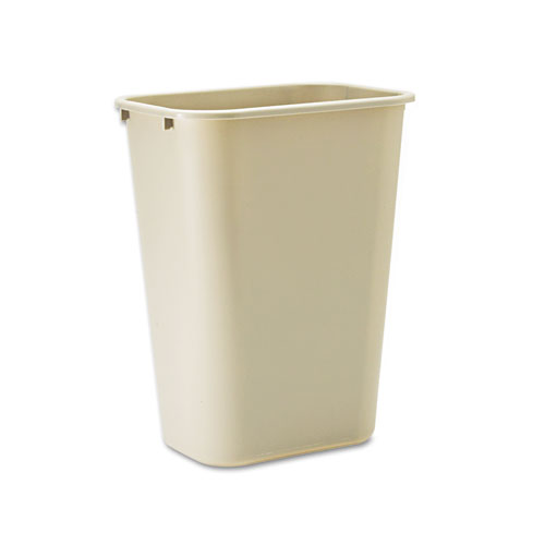 Picture of Deskside Plastic Wastebasket, 10.25 gal, Plastic, Beige