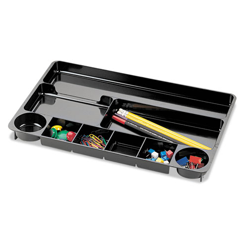 Recycled+Plastic+Desk+Drawer+Organizer%2C+Nine+Compartments%2C+14+X+9+X+1.13%2C+Black