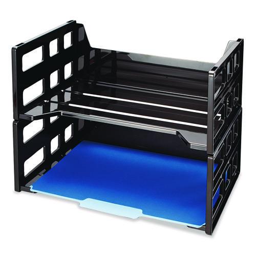 Picture of High Rise Desk Tray, 2 Sections, Letter Size Files, 13.25" x 9" x 10.25", Black, 2/Pack