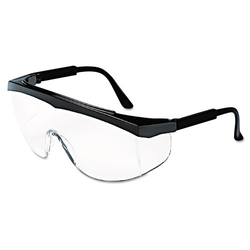Stratos+Safety+Glasses%2C+Black+Frame%2C+Clear+Lens%2C+12%2FBox