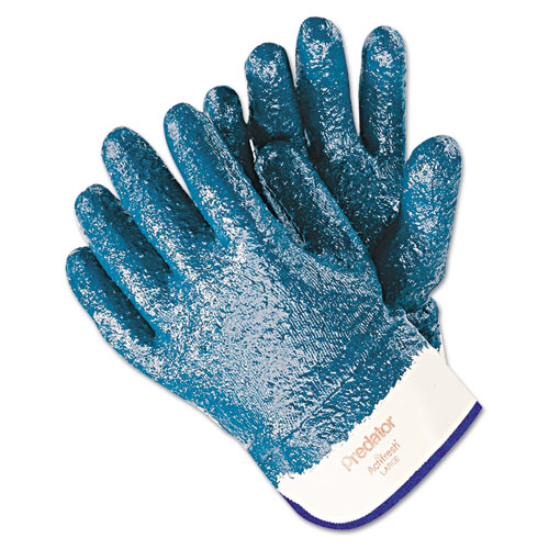 Picture of Predator Premium Nitrile-Coated Gloves, Blue/White, Large, 12 Pairs