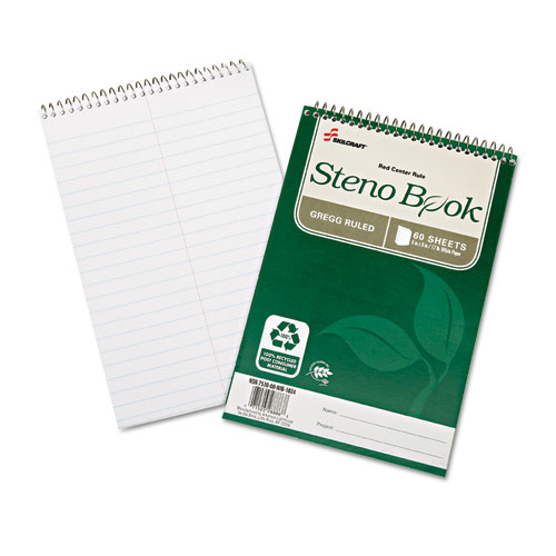 7530016002029+Skilcraft+Recycled+Steno+Pad%2C+Gregg+Rule%2C+Green+Cover%2C+60+White+6+X+9+Sheets%2C+6%2Fpack
