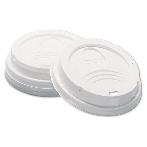 Picture of Dome Hot Drink Lids, Fits 8 oz Cups, White, 100/Sleeve, 10 Sleeves/Carton