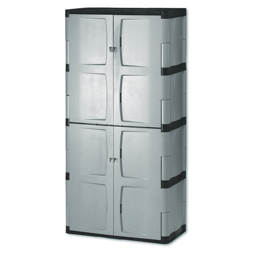 Picture of Double-Door Storage Cabinet - Base/Top, 36w x 18d x 72h, Gray/Black