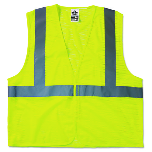 GloWear+8210HL+Class+2+Economy+Vest%2C+Polyester+Mesh%2C+Hook+Closure%2C+Large+to+X-Large%2C+Lime