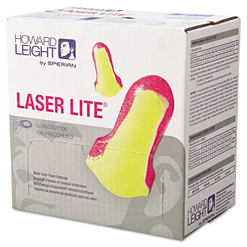 Picture of LL-30 Laser Lite Single-Use Earplugs, Corded, 32NRR, Magenta/Yellow, 100 Pairs